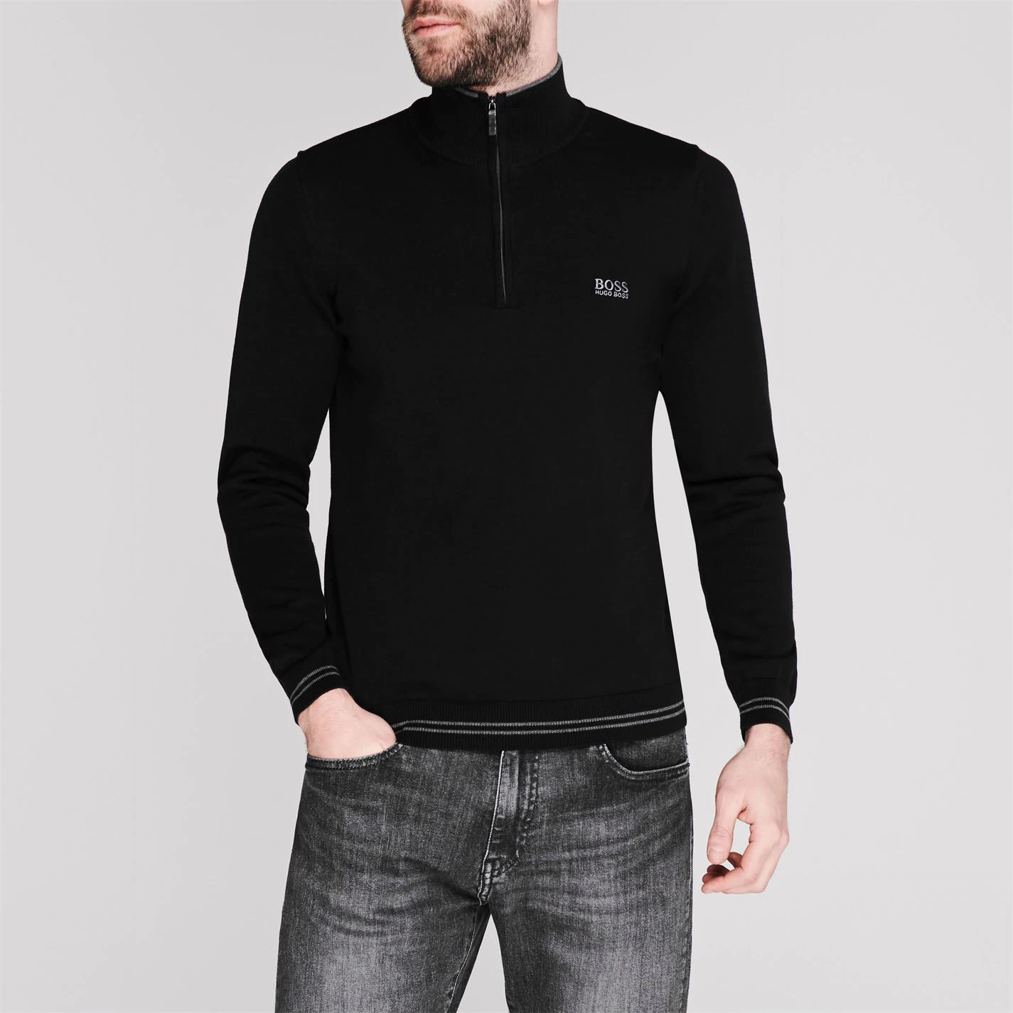Boss Zip Neck Knitted Sweatshirt 2 Boss Zip Neck Knitted Sweatshirt - Image 2