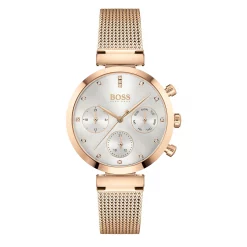 Boss Ladies BOSS Flawless Gold Stainless Steel Mesh Strap Watch