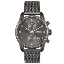 Boss Gents BOSS Skymaster Grey IP Mesh Strap Watch