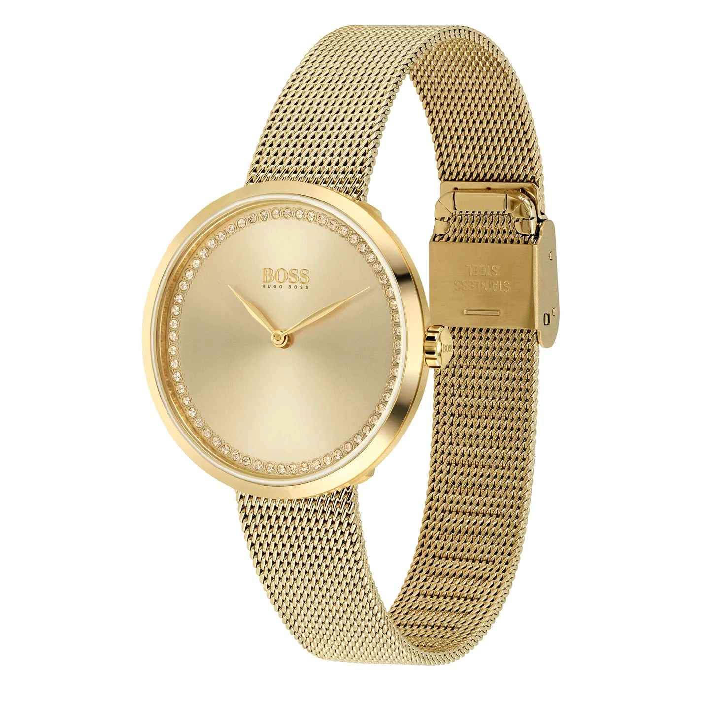 Boss Ladies BOSS Praise Gold IP Mesh Strap Watch 2 Boss Ladies BOSS Praise Gold IP Mesh Strap Watch - Image 2
