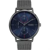 Hugo Gents Exist Stainless Steel Black Leather Watch