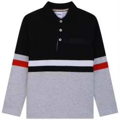 Boss Long Sleeve Stripe Polo Shirt