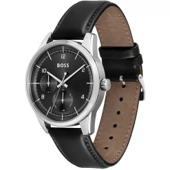 Boss Gents BOSS Soffio Black Leather Strap Watch -Outlet The Lux Evolve Store 98643703 xxl a1