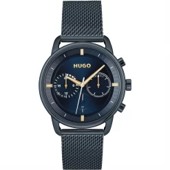 Hugo Gents HUGO #ADVISE Blue IP Mesh Strap Watch