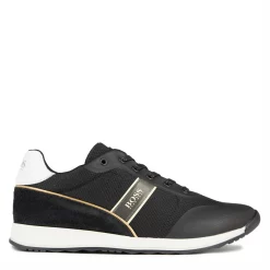 Boss Mixed leather lace-up trainers