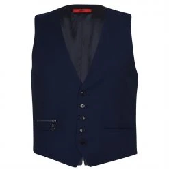 Hugo Slim Fit Navy Texture Suit Waistcoat